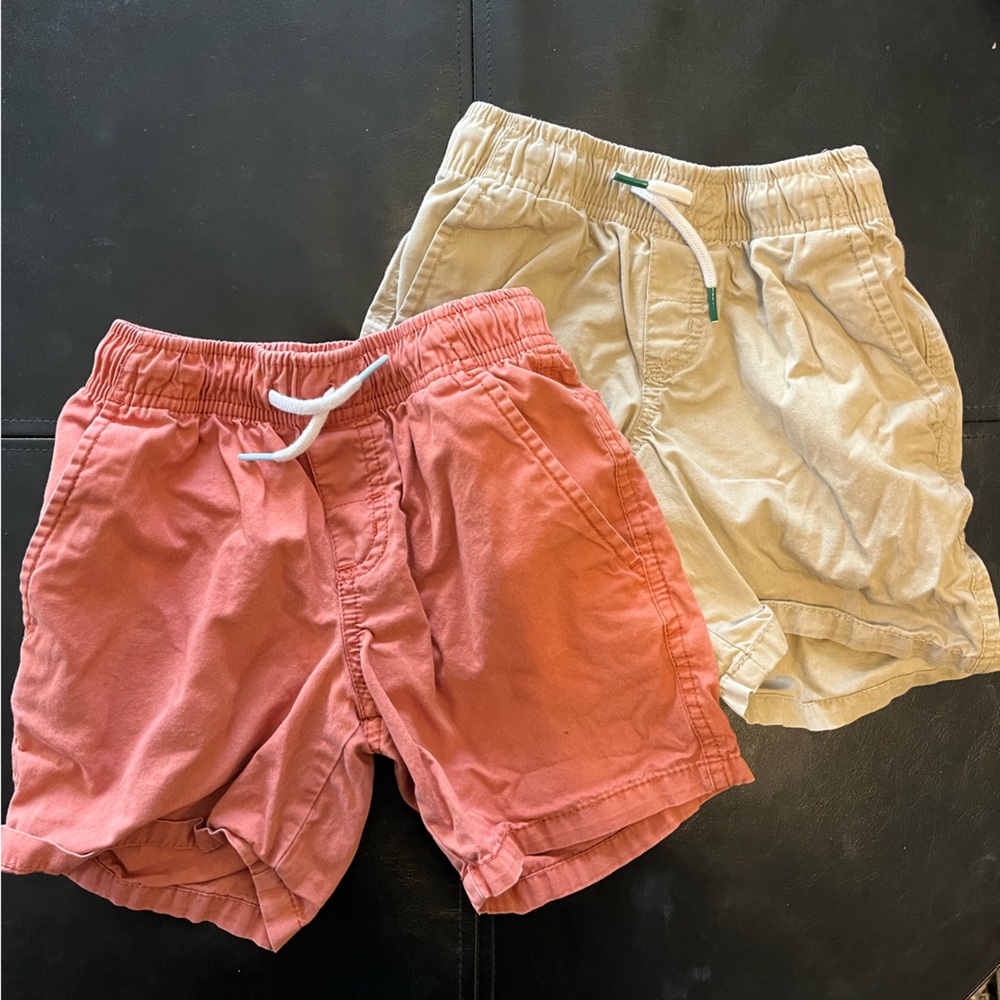 Kids Casual Shorts Set - Coral and Beige